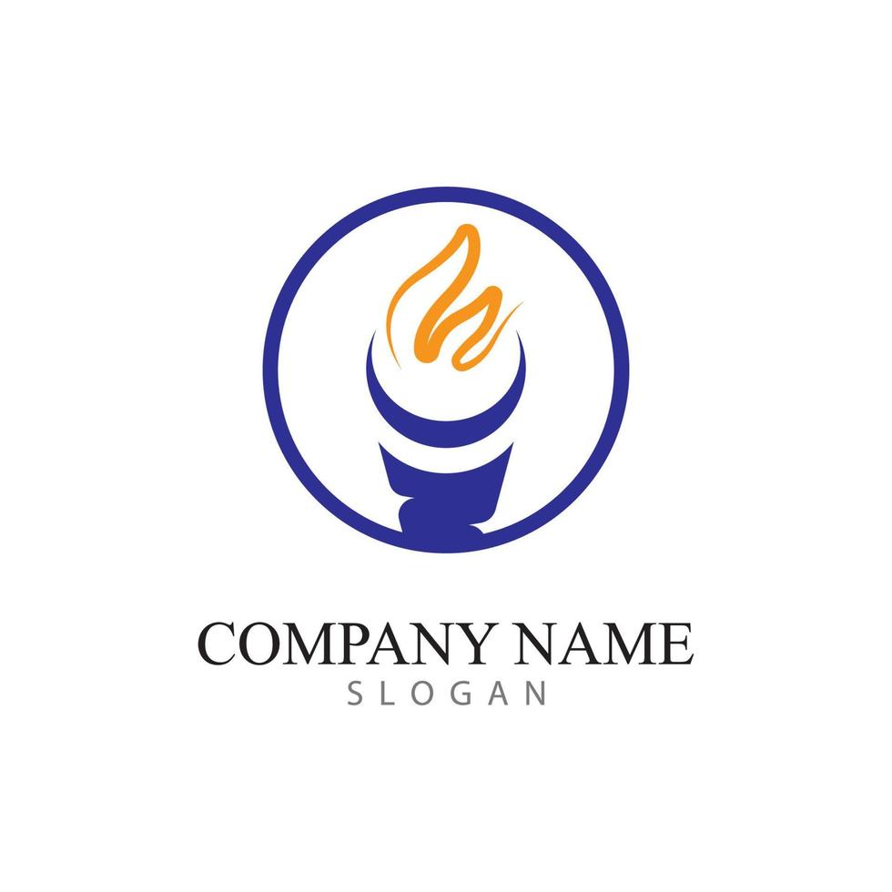 torch logo icon with concept vector illustration template