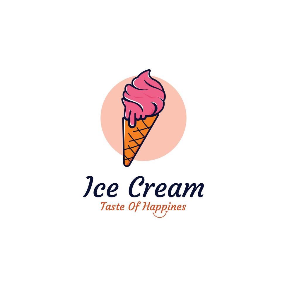 Ice Cream Illustration Logo Template with Simple Vector Concept.