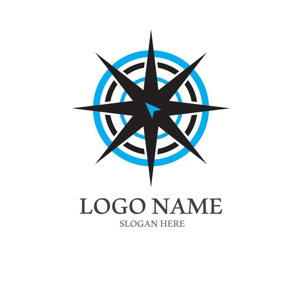 Brújula logo y símbolo con vector concepto ilustración modelo