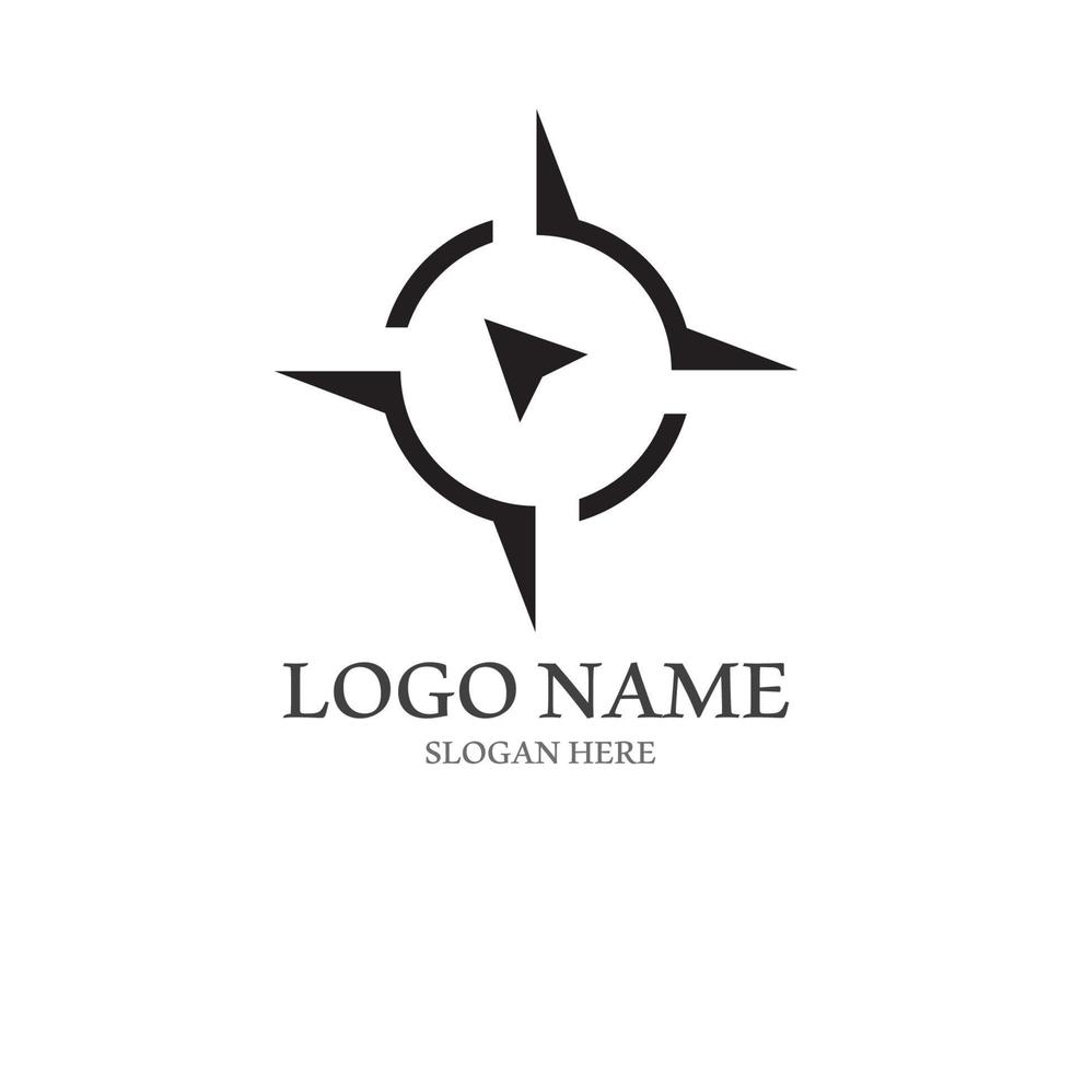 Brújula logo y símbolo con vector concepto ilustración modelo