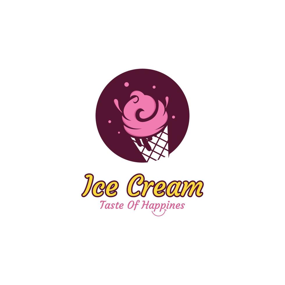 Ice Cream Illustration Logo Template with Simple Vector Concept.