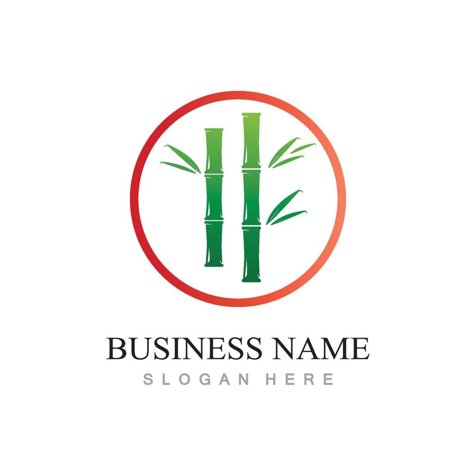 bamboo logo with green leaves vector illustration template