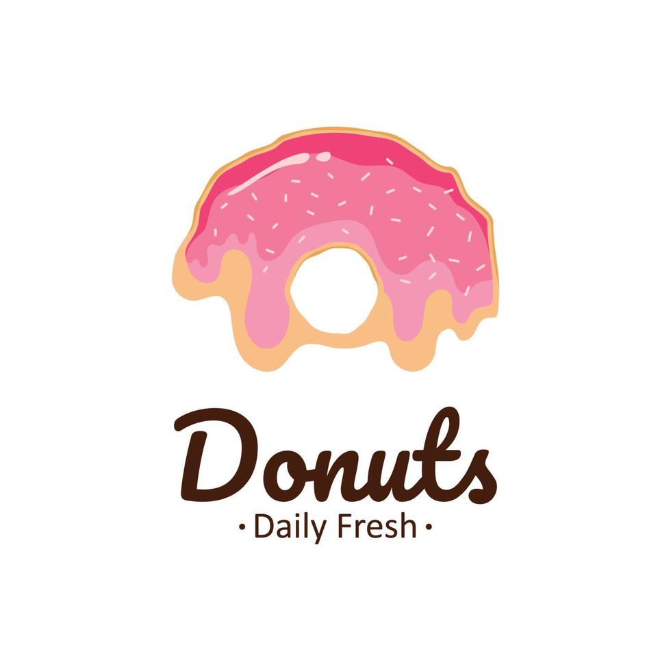 Donut or Bitten Donut Logo Template with Little Candy. Donut Shop or Bakery Emblem. vector