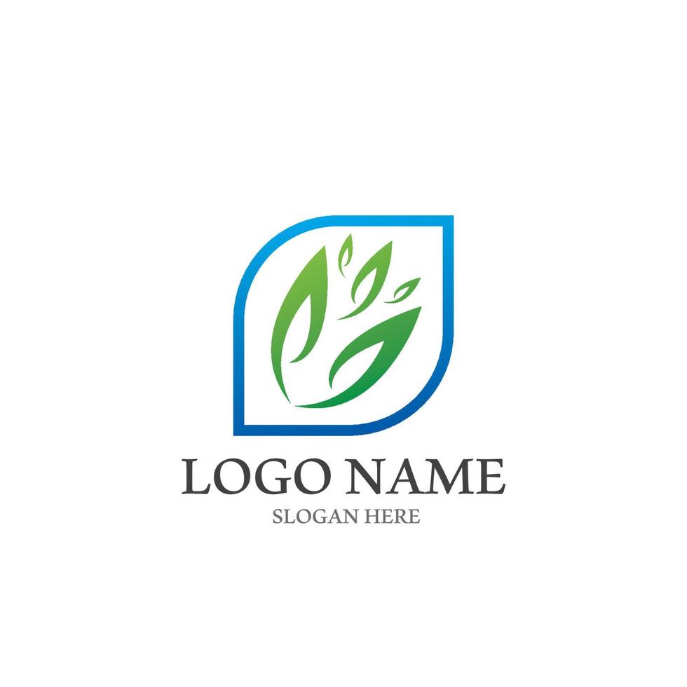 logotipos de la ecología de la hoja del árbol verde vector