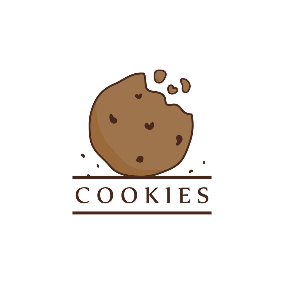 Cartoon Chocolate Cookies Logo Template. Vector Illustration.
