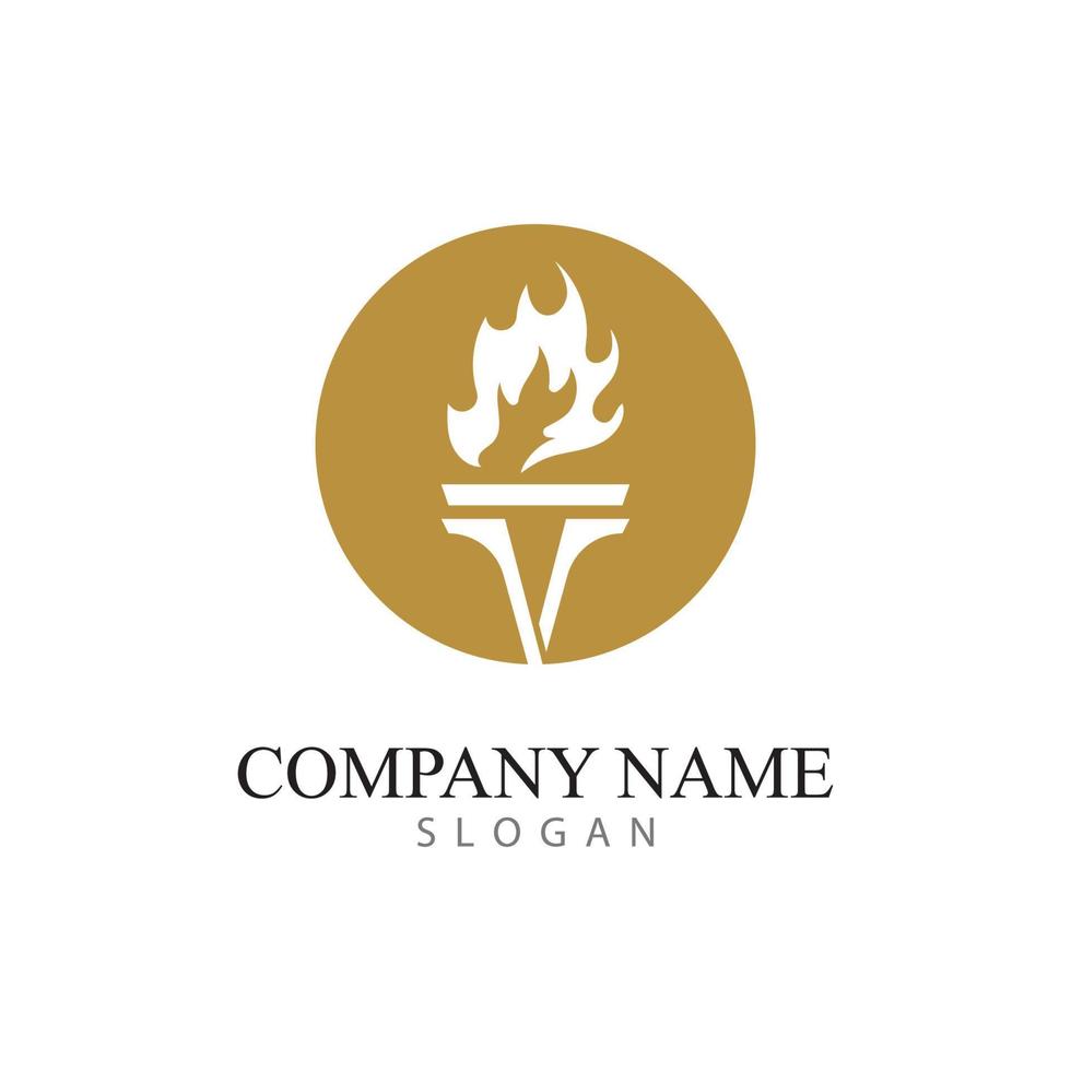 torch logo icon with concept vector illustration template