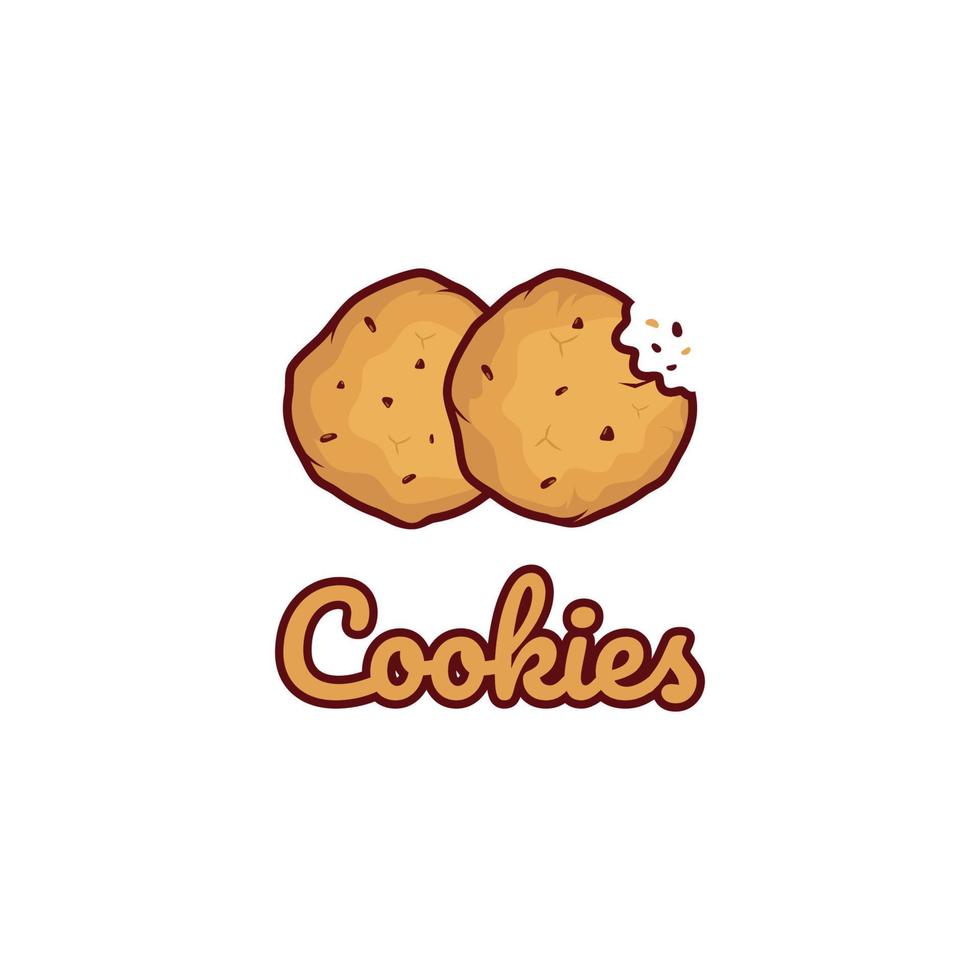 Cartoon Chocolate Cookies Logo Template. Vector Illustration.