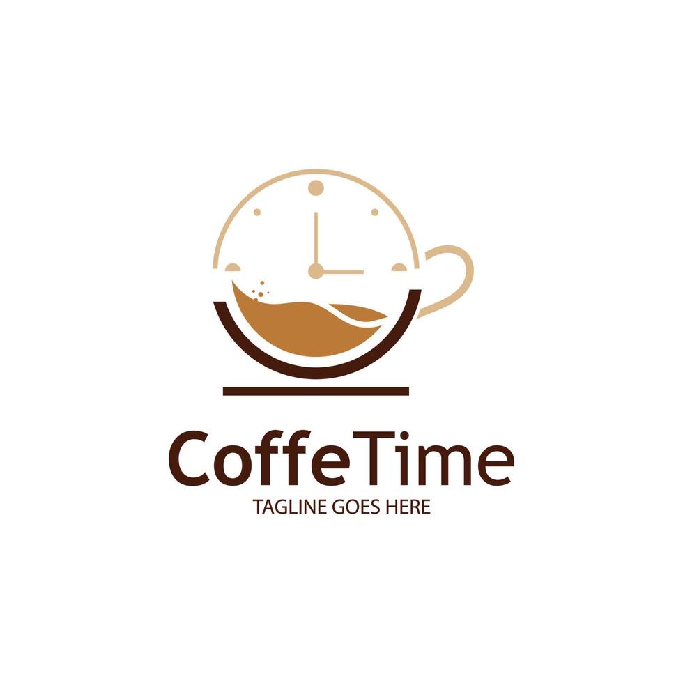 café hora vector ilustración logo modelo con plano concepto.