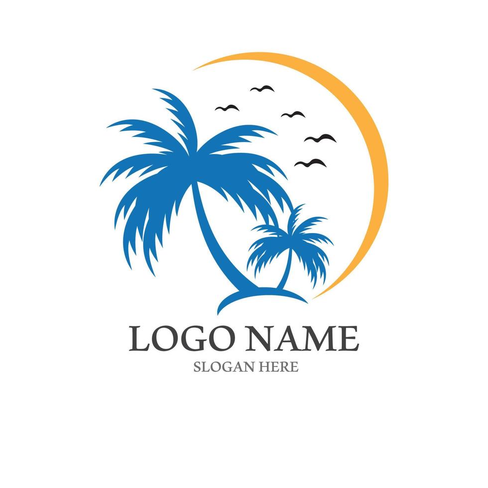 Palm tree summer logo template vector