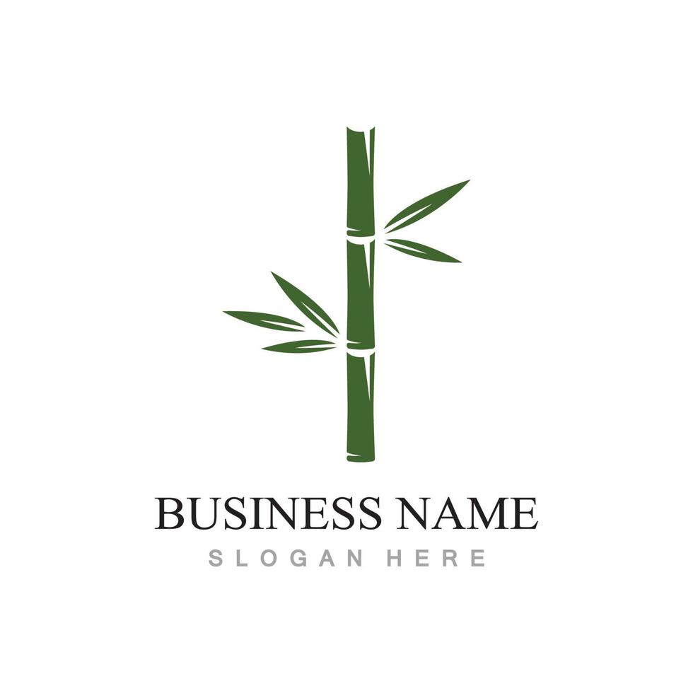 bamboo logo with green leaves vector illustration template