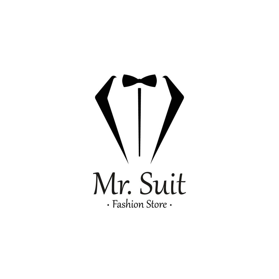 Tuxedo Suit Logo Template with Bow Tie For Men's Fashion. vector