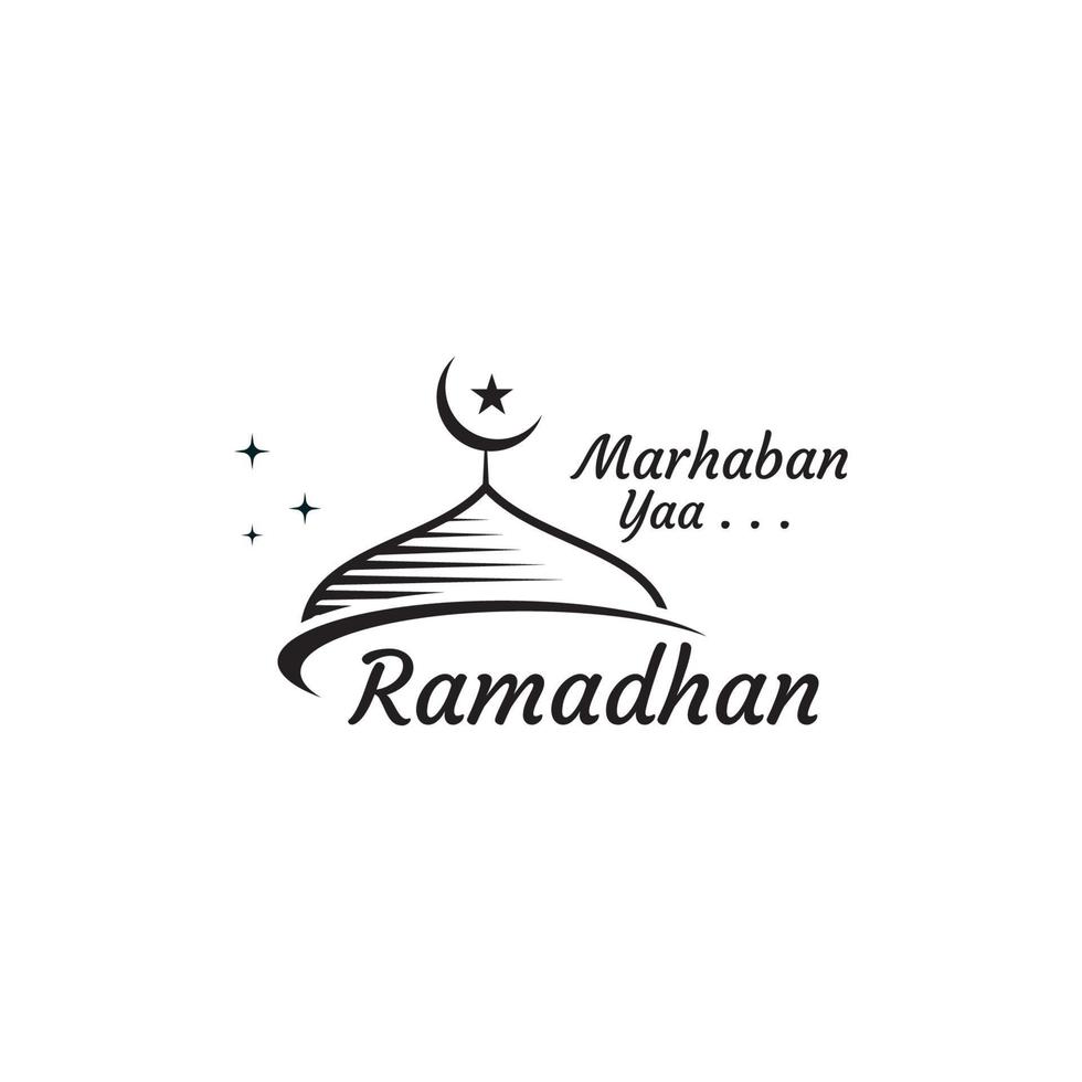 marhaban ya ramadhan logo modelo y islámico símbolo vector