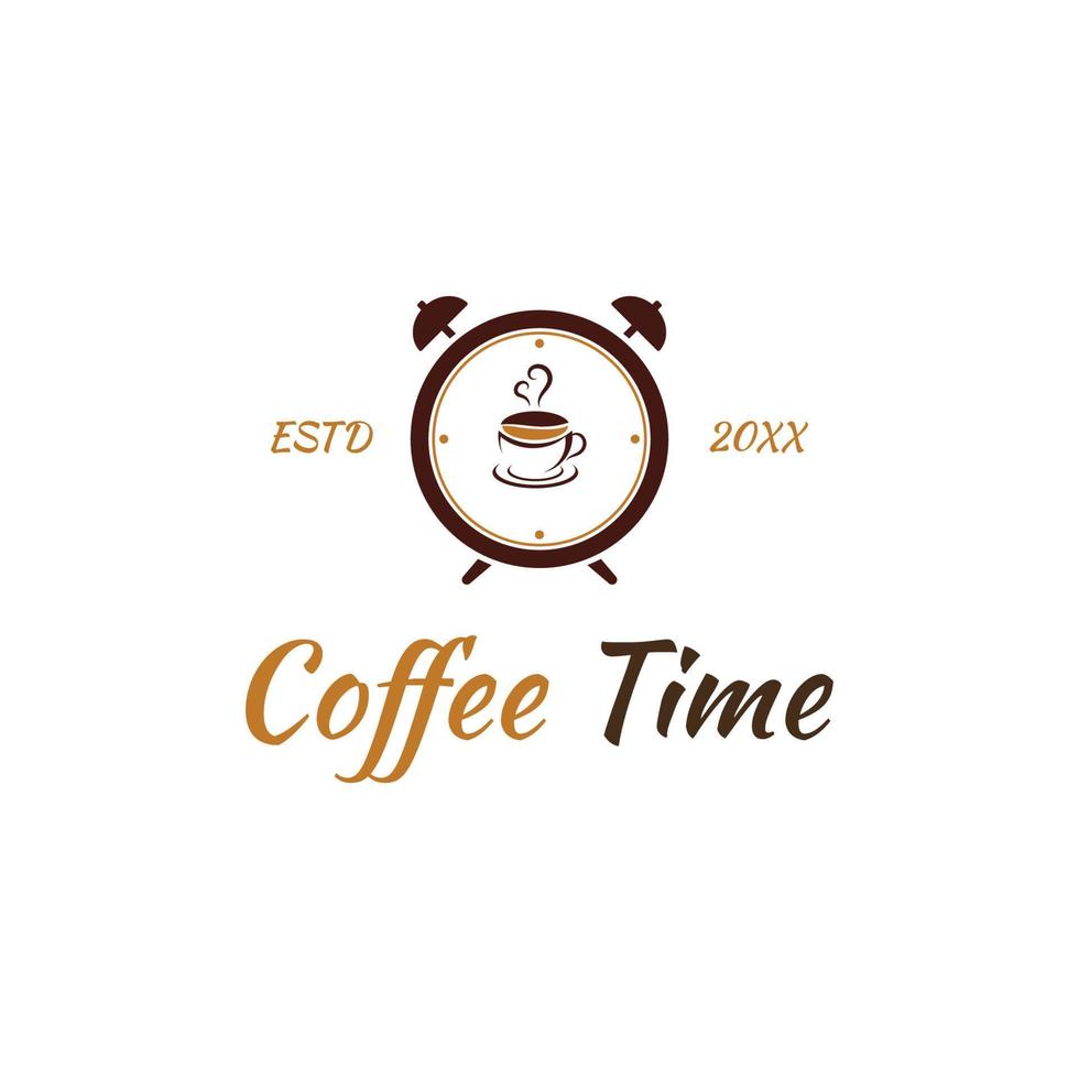 café hora vector ilustración logo modelo con plano concepto.