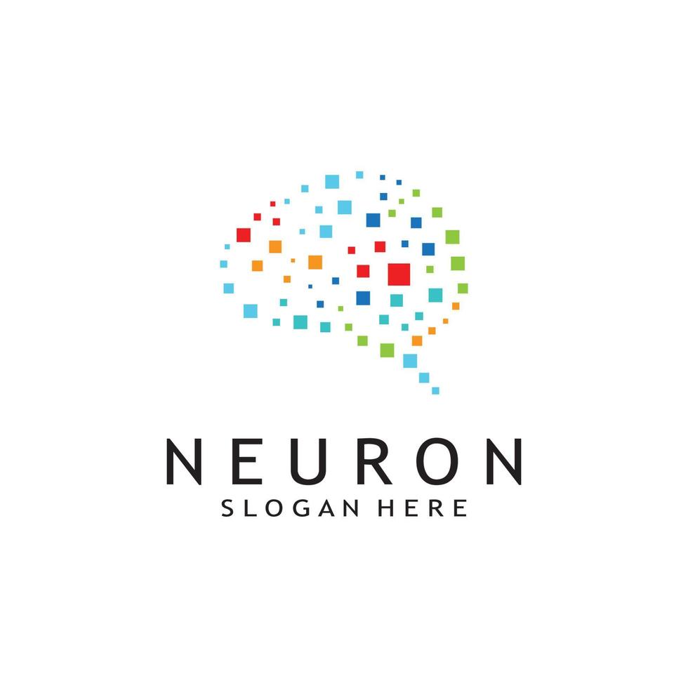 nerve cell logo or neuron logo with vector template