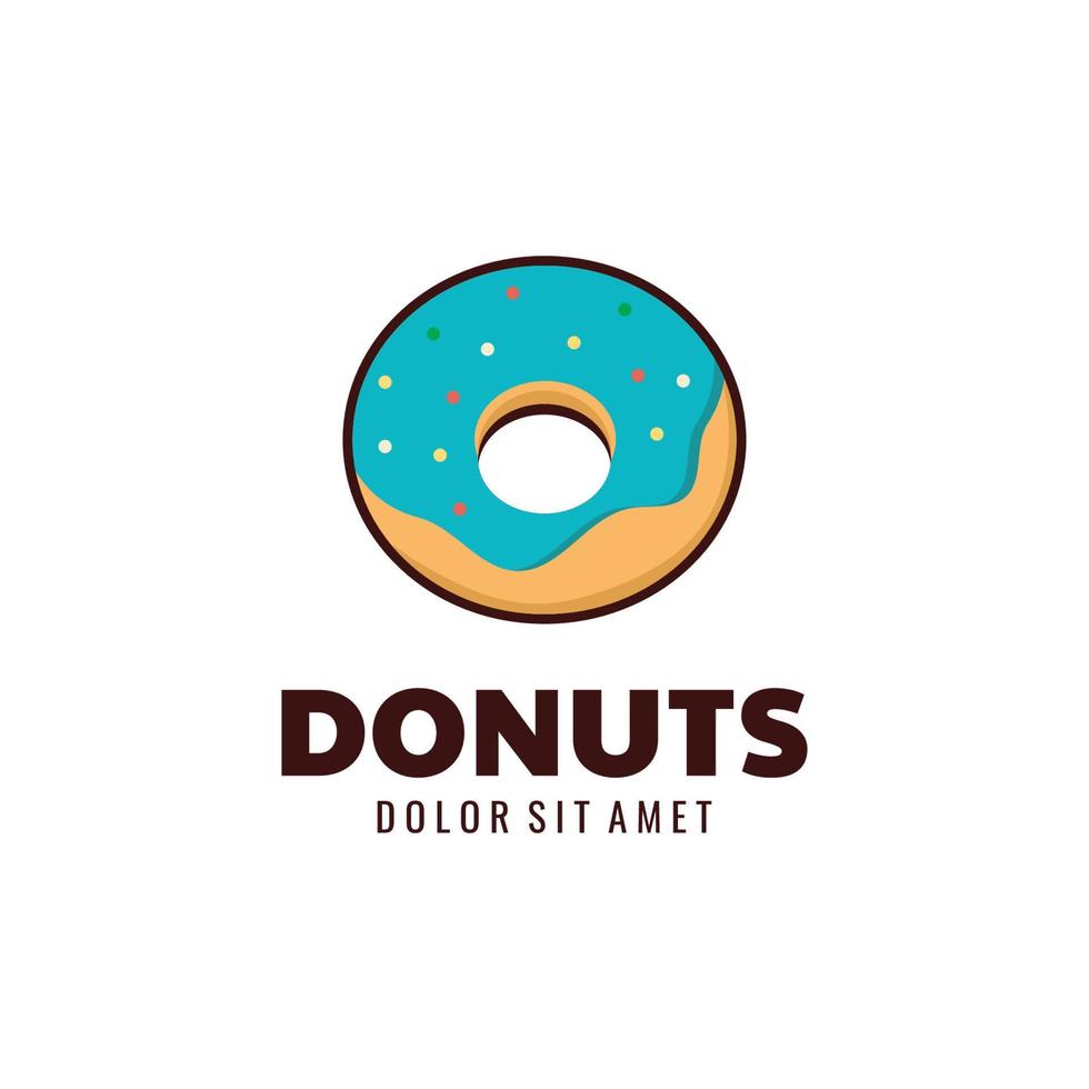 rosquilla o mordido rosquilla logo modelo con pequeño caramelo. rosquilla tienda o panadería emblema. vector