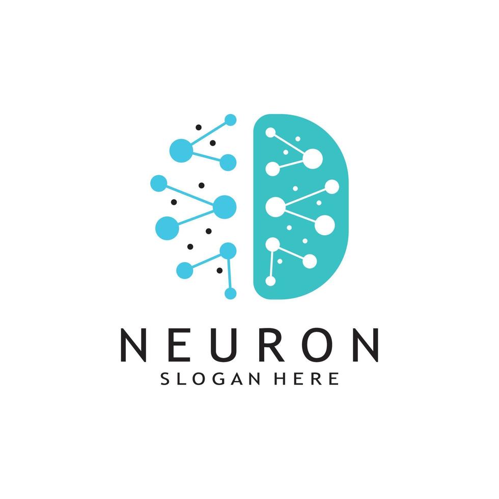 nerve cell logo or neuron logo with vector template