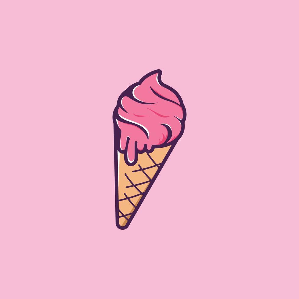 Ice Cream Illustration Logo Template with Simple Vector Concept.