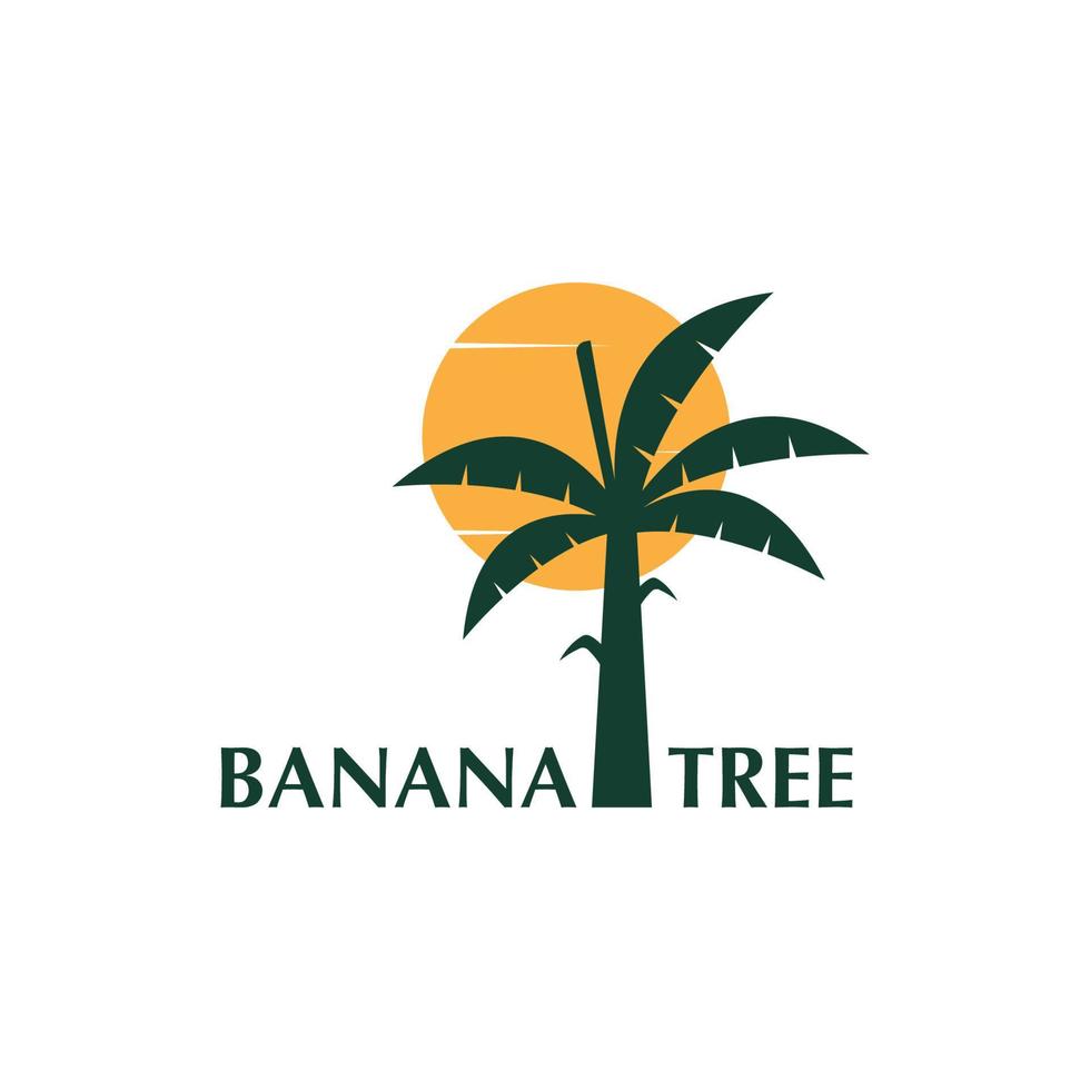 Banana Tree Silhouette Vector Simple Logo Template.