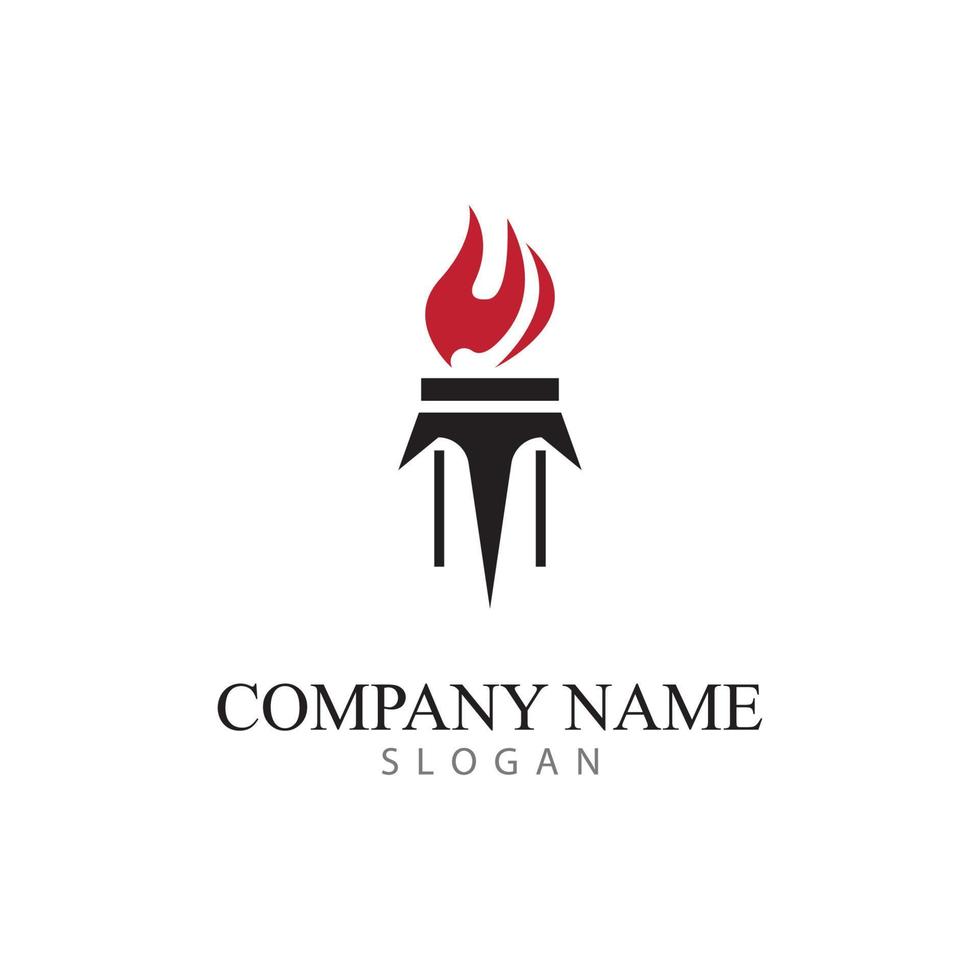 torch logo icon with concept vector illustration template