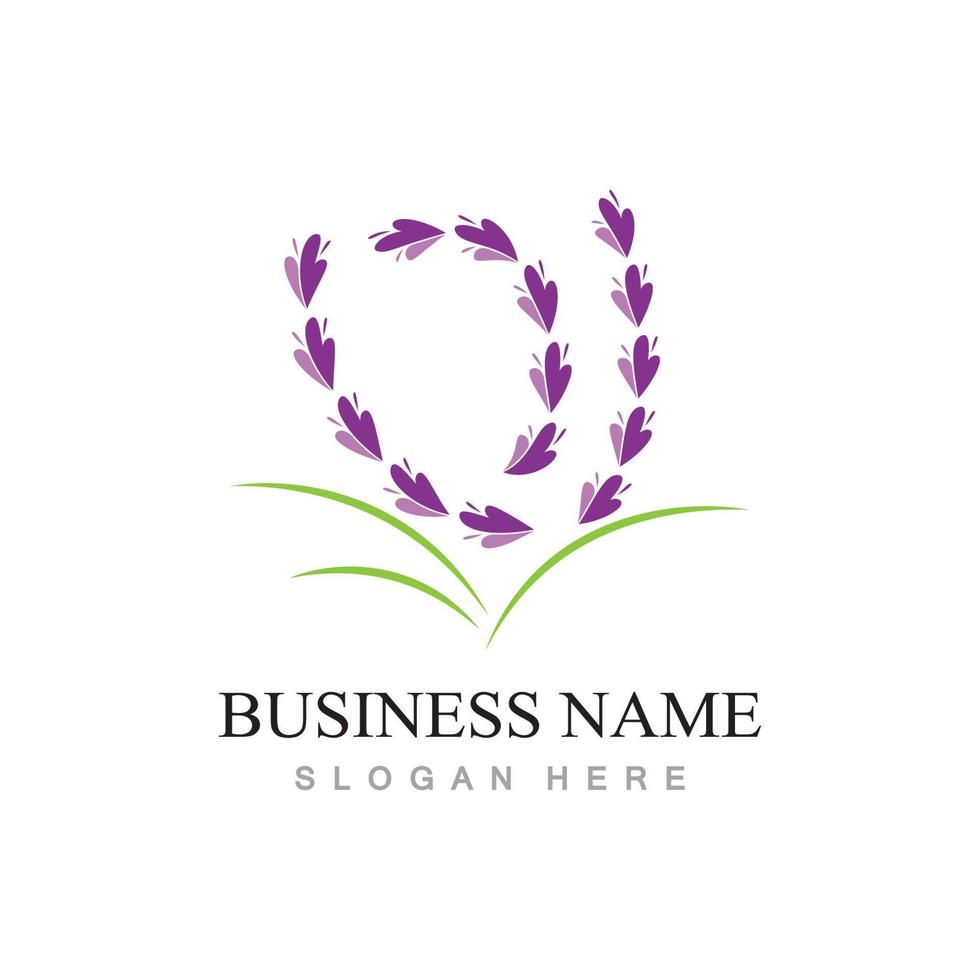 fresh lavender flower logo design vector template