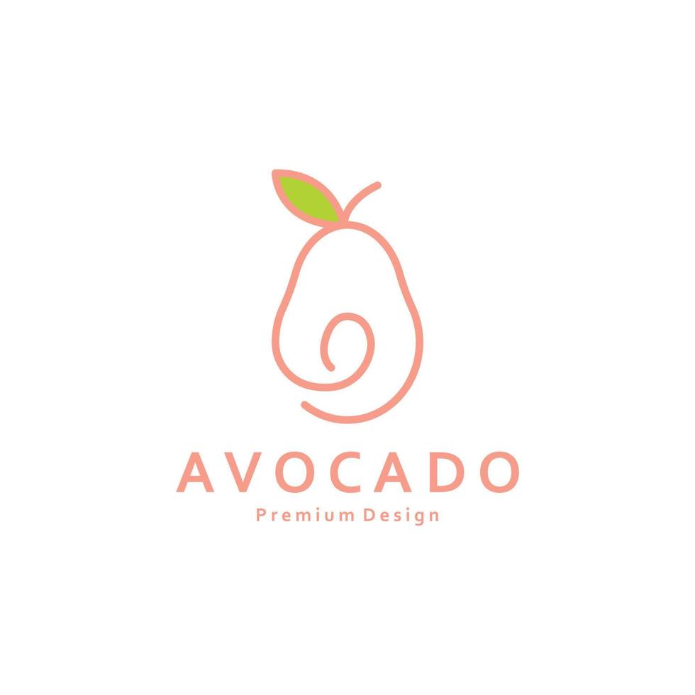 Natural Fresh Avocado Fruit Logo Template. Vector Illustration of Half Avocado Fruit with Leaves.