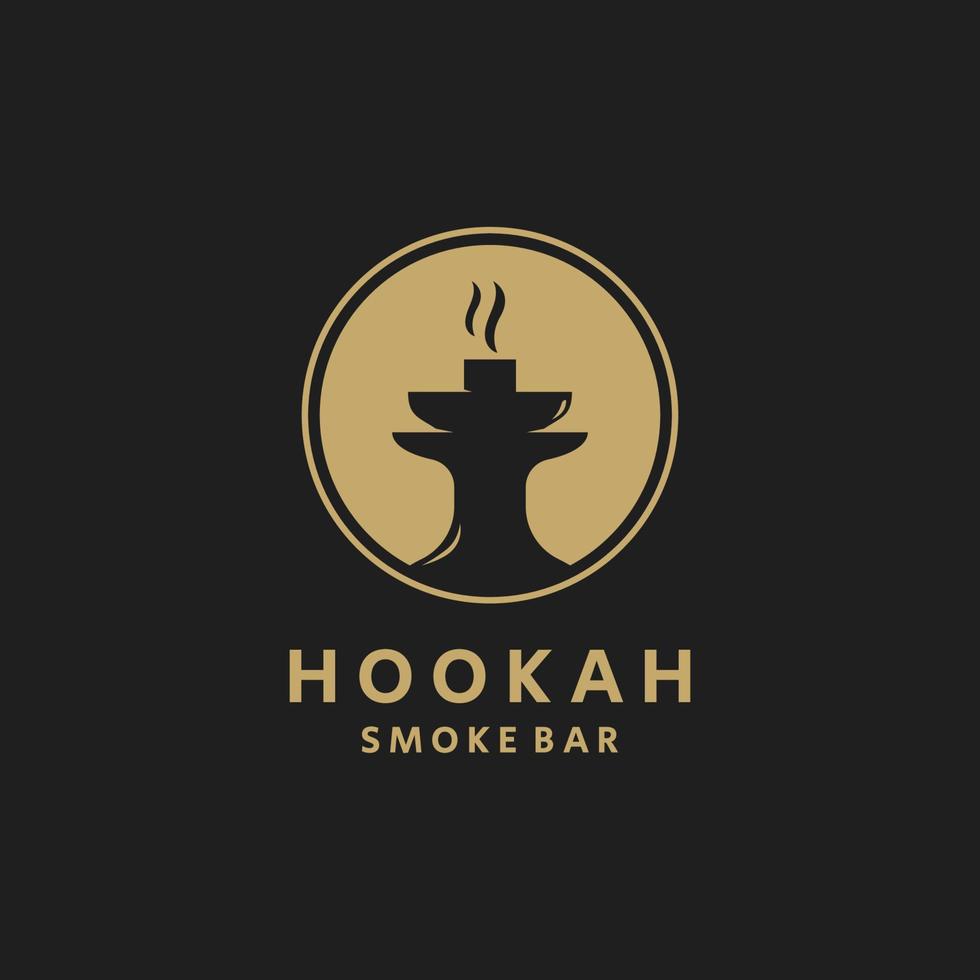 Hookah Shisha Silhouette Logo Template for Bar, Cafe and Club. vector