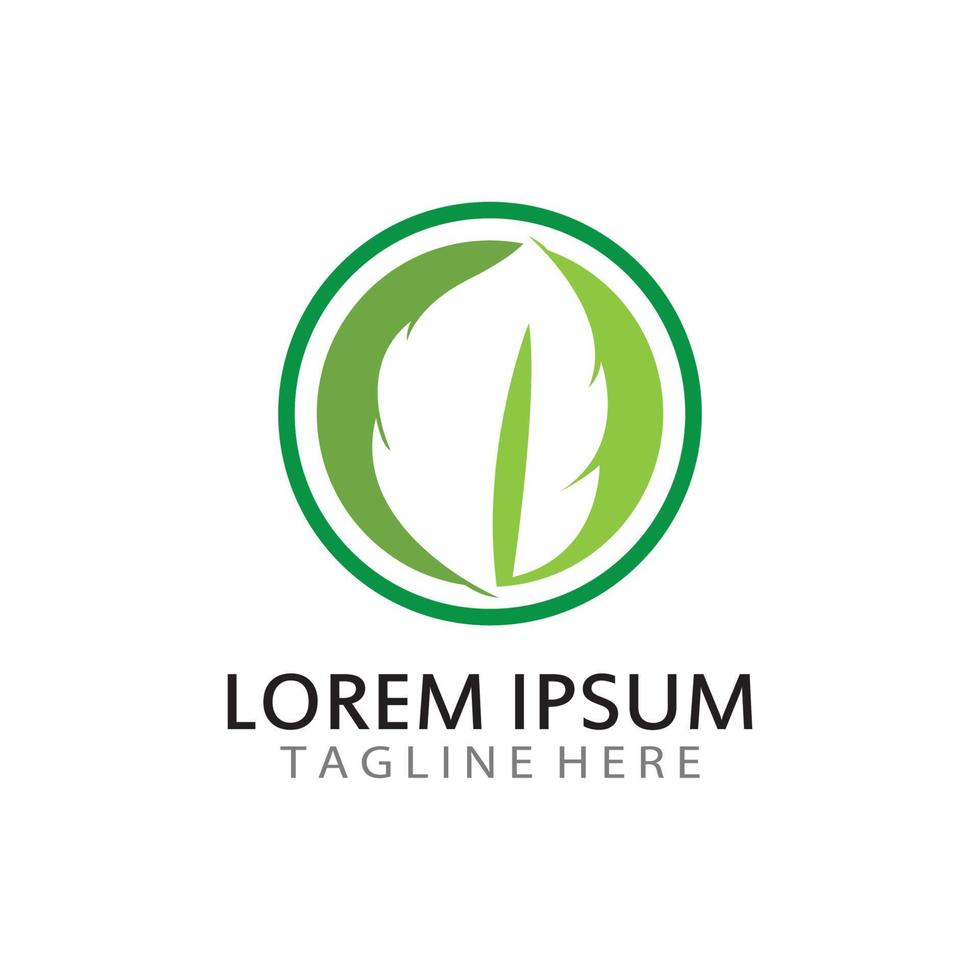 natural green leaf logo icon template vector