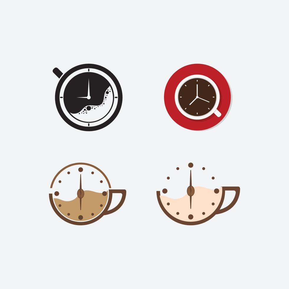 café hora vector ilustración logo modelo con plano concepto.