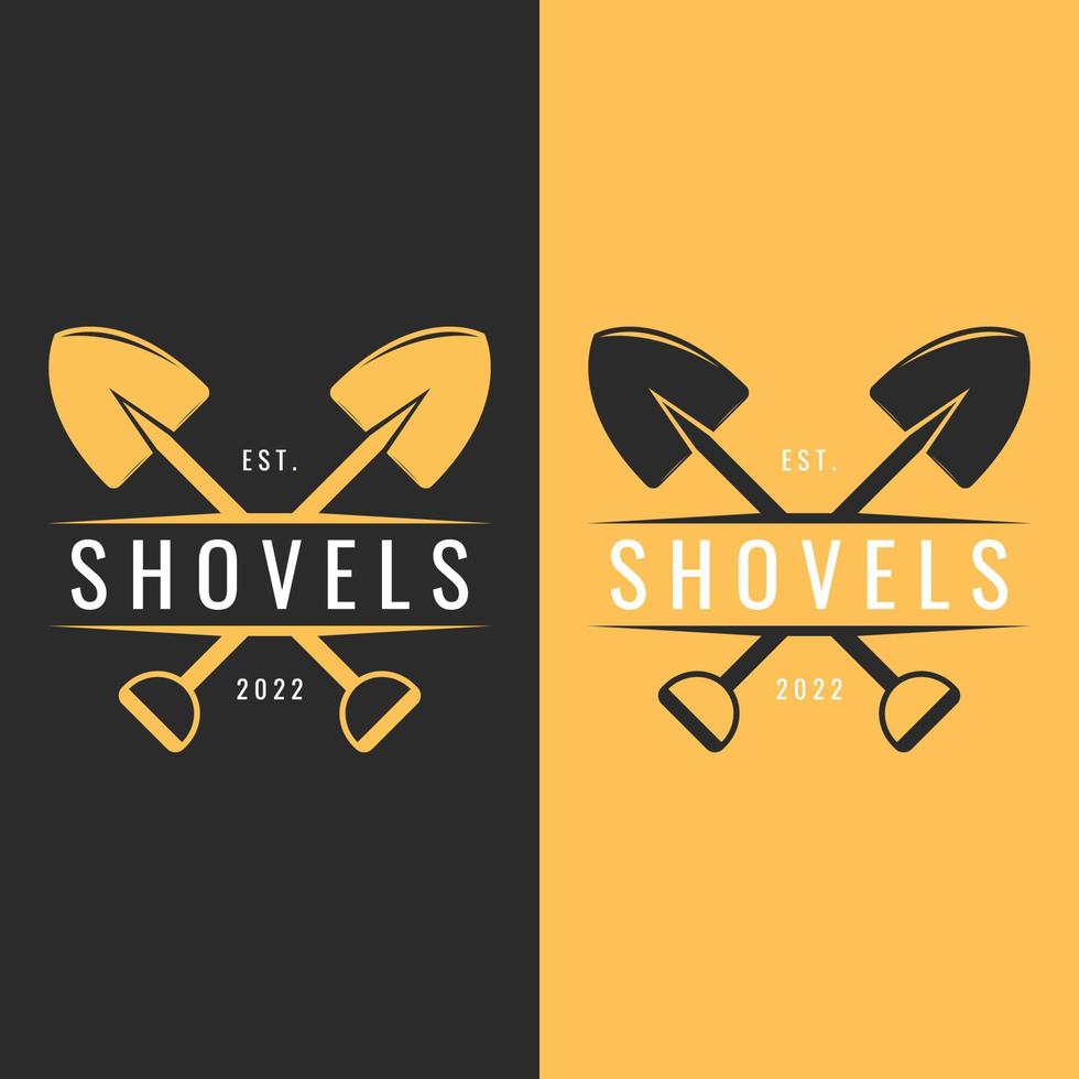 Simple Vector Shovel Logo Template. Tools Icons for Gardening and Farming.