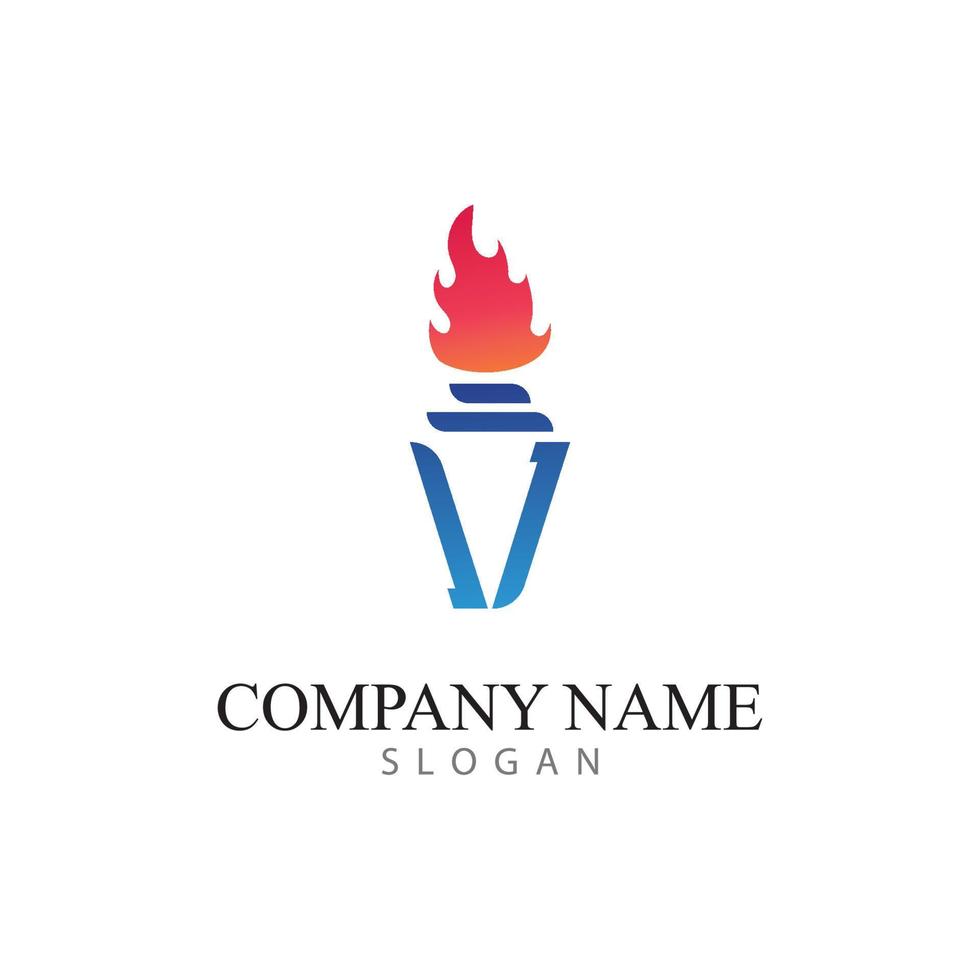 torch logo icon with concept vector illustration template