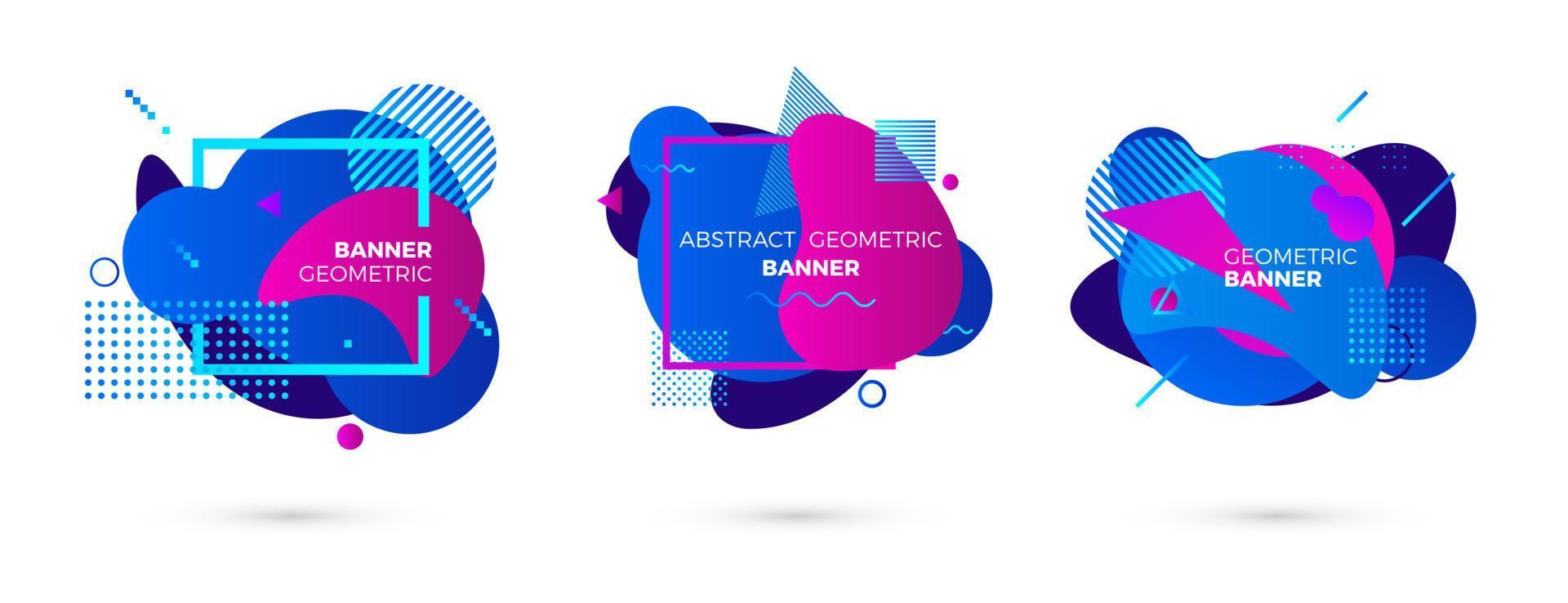 creativo geométrico bandera modelo. vistoso azul y púrpura formas moderno gráfico elementos. vector ilustración