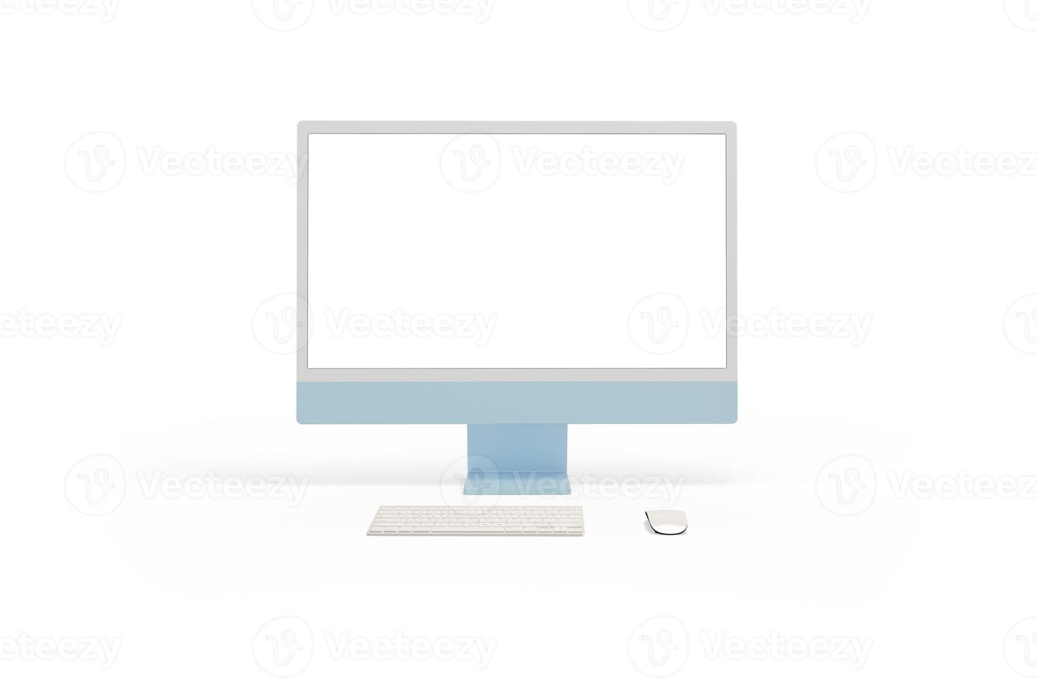 Modern computer display on office desk. Isolated screen for web page mockup promotion photo