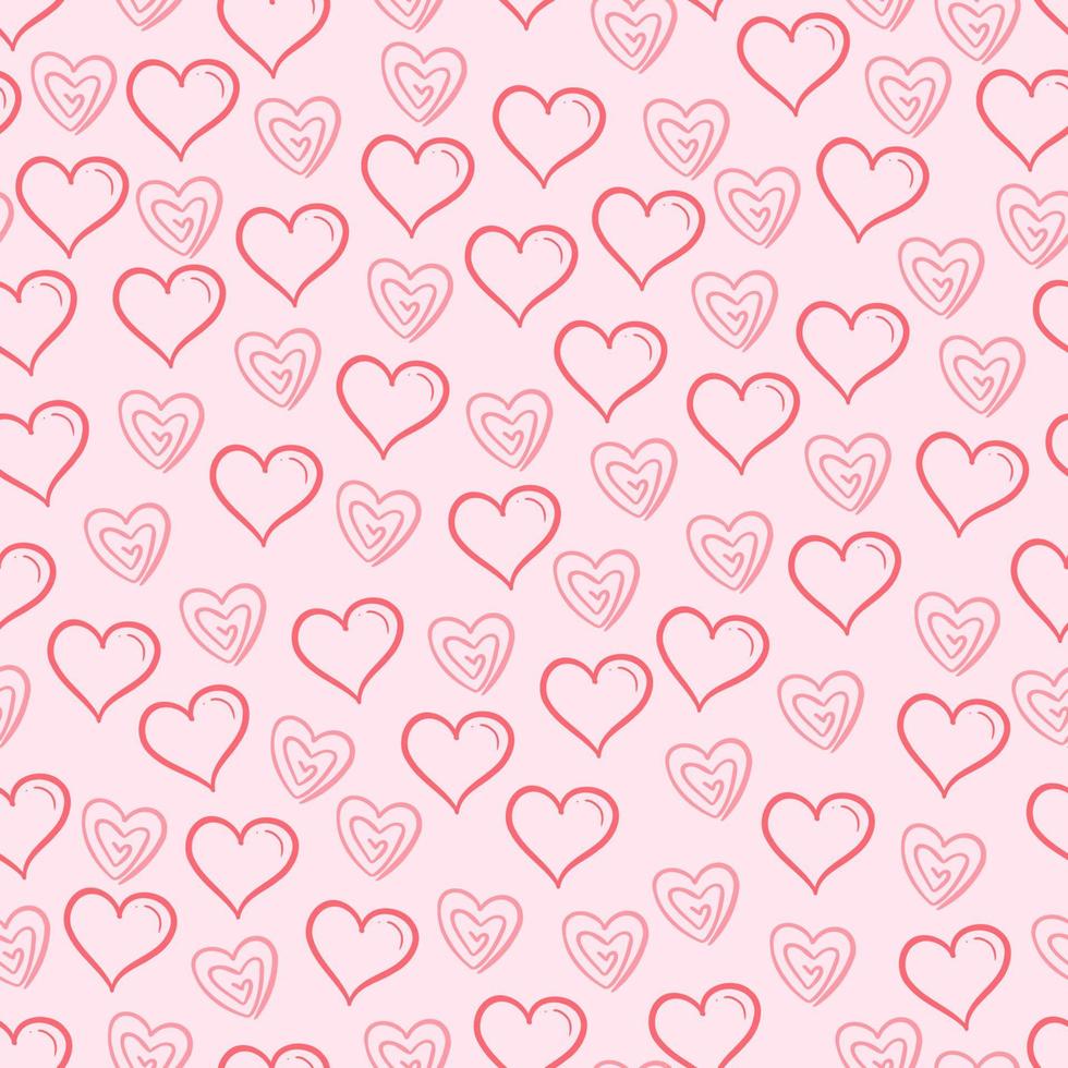 pink and red love doodle seamless pattern tile background vector