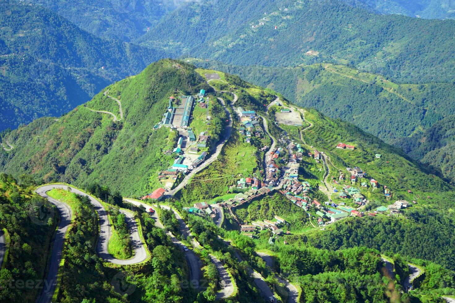 Top view of Zuluk Village with Zig Zag Road in East Sikkim photo