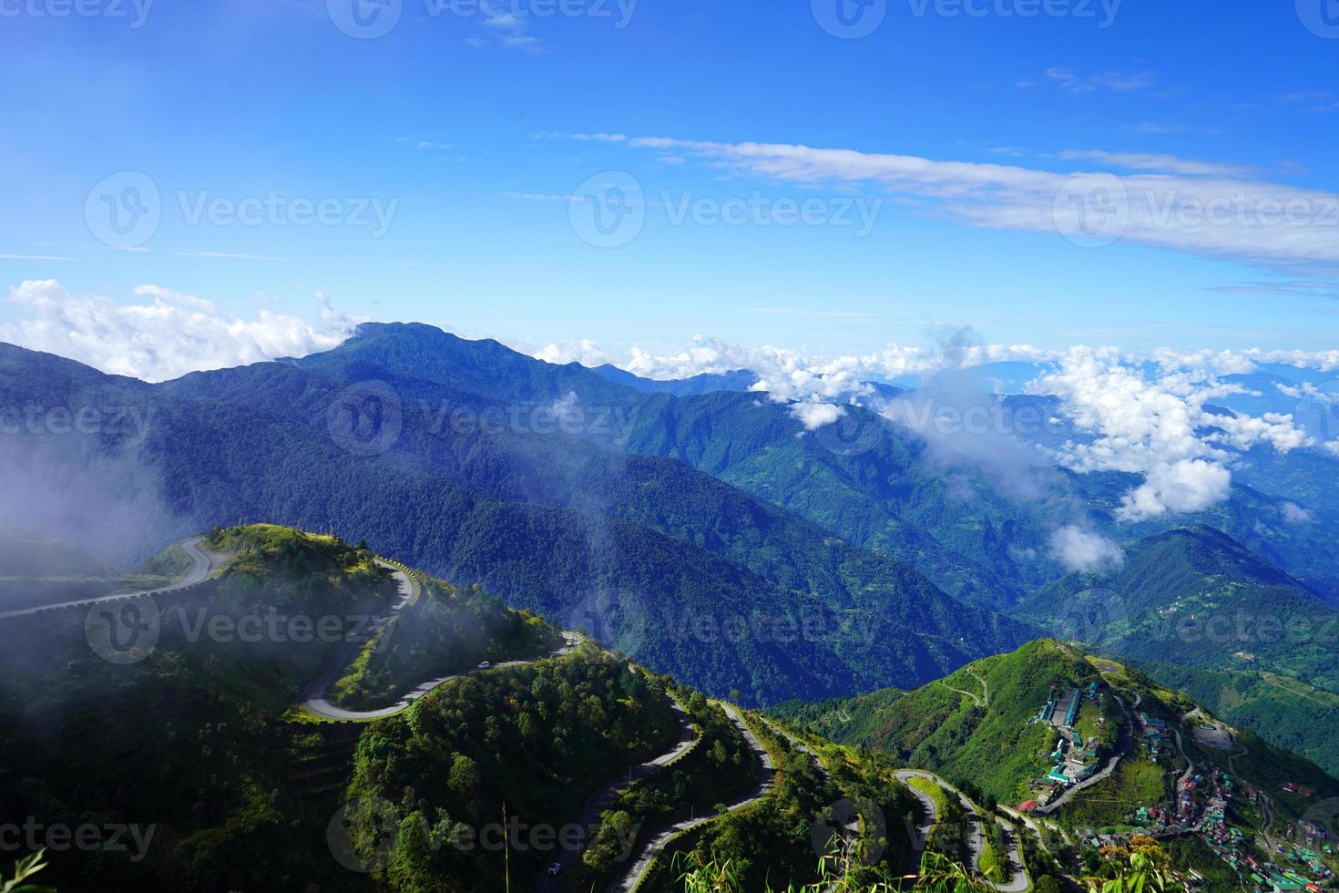 Himalayan Range of Silk Route Sikkim With Zig Zag Road photo