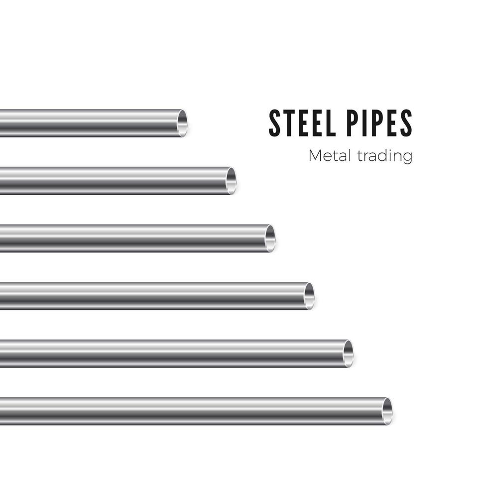 Metal pipe. Steel tubes banner. Vector illustration isolated on white background