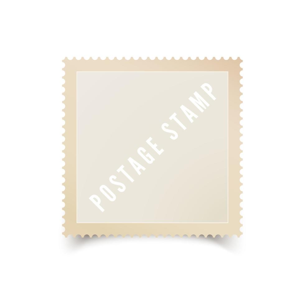Empty postal stamp template with shadow. Blank postage stamp for your design. Vector illustration isolated on white background