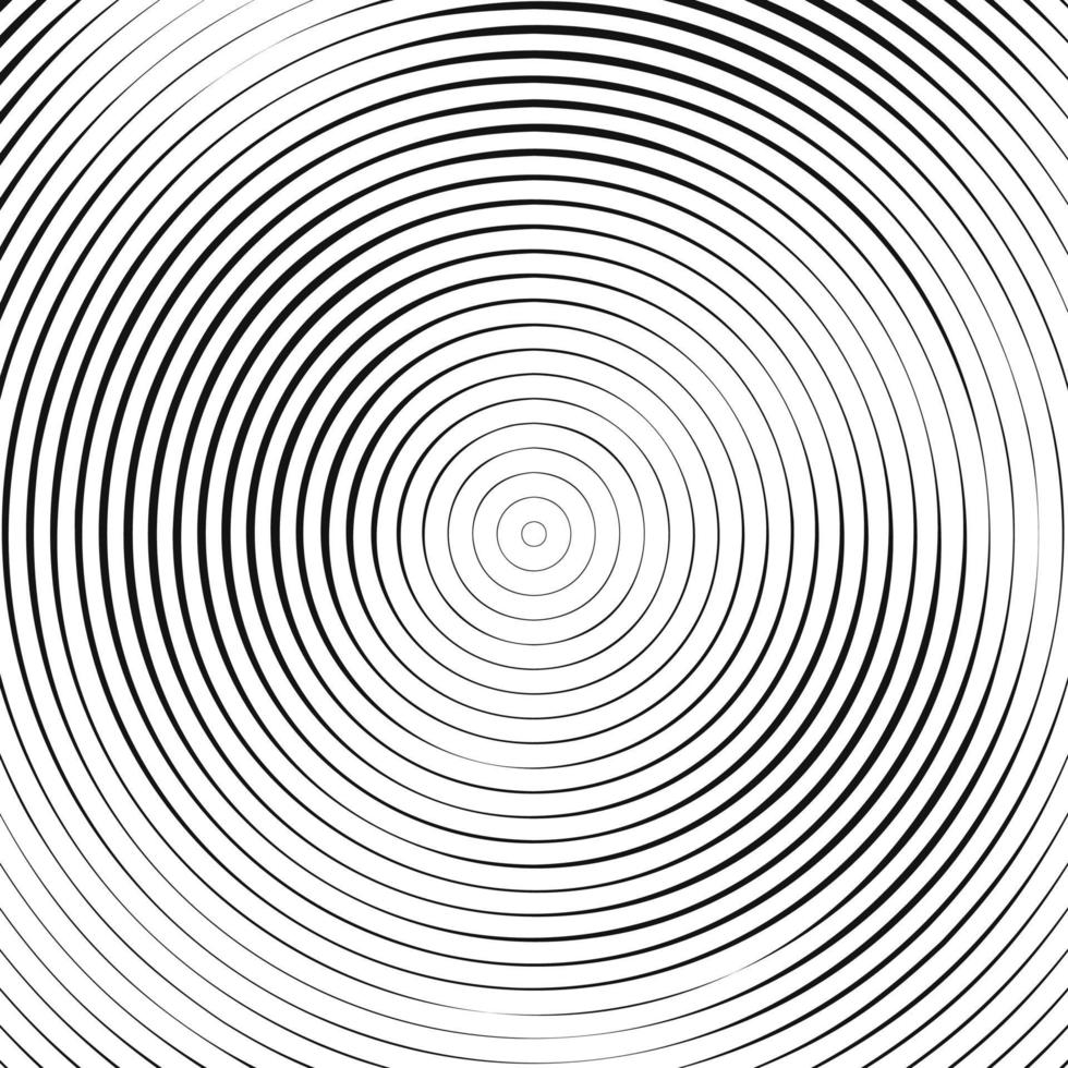 Black circular pattern on white background. Concentric circles. Vector illustration