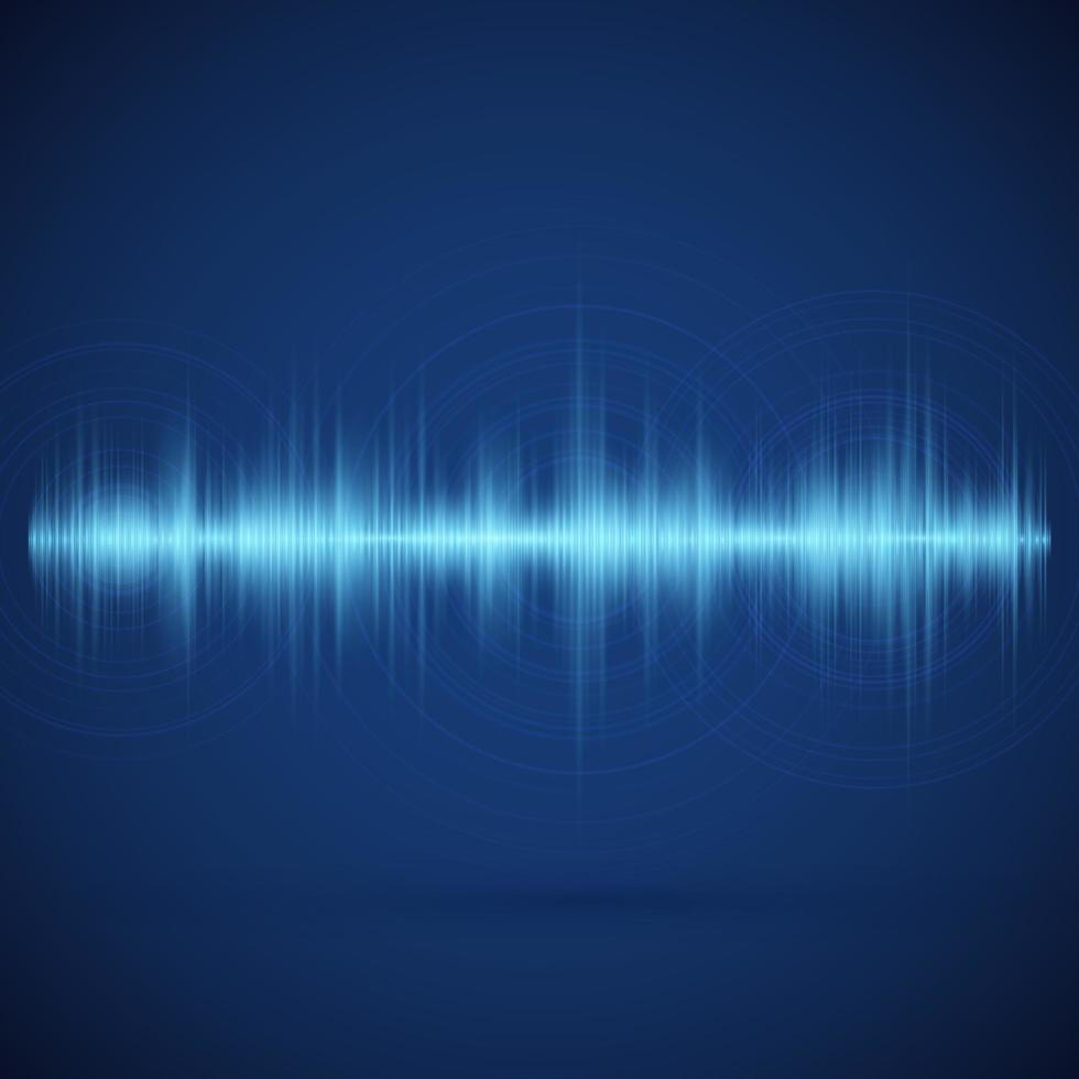 Equalizer on blue background. Music wave. Abstract digital audio track. Pulse of voice signal. Design of spectrum equaliser. Vector illustration