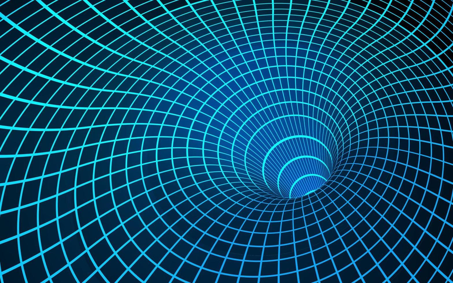 Digital visualisation of Black Hole. Wormhole. Singularity and event horizon - warp space and time. Vector illustration