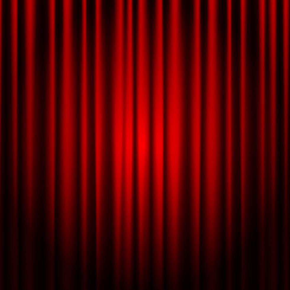 Closed red theater curtain. Background for banner or poster. Vector illustration
