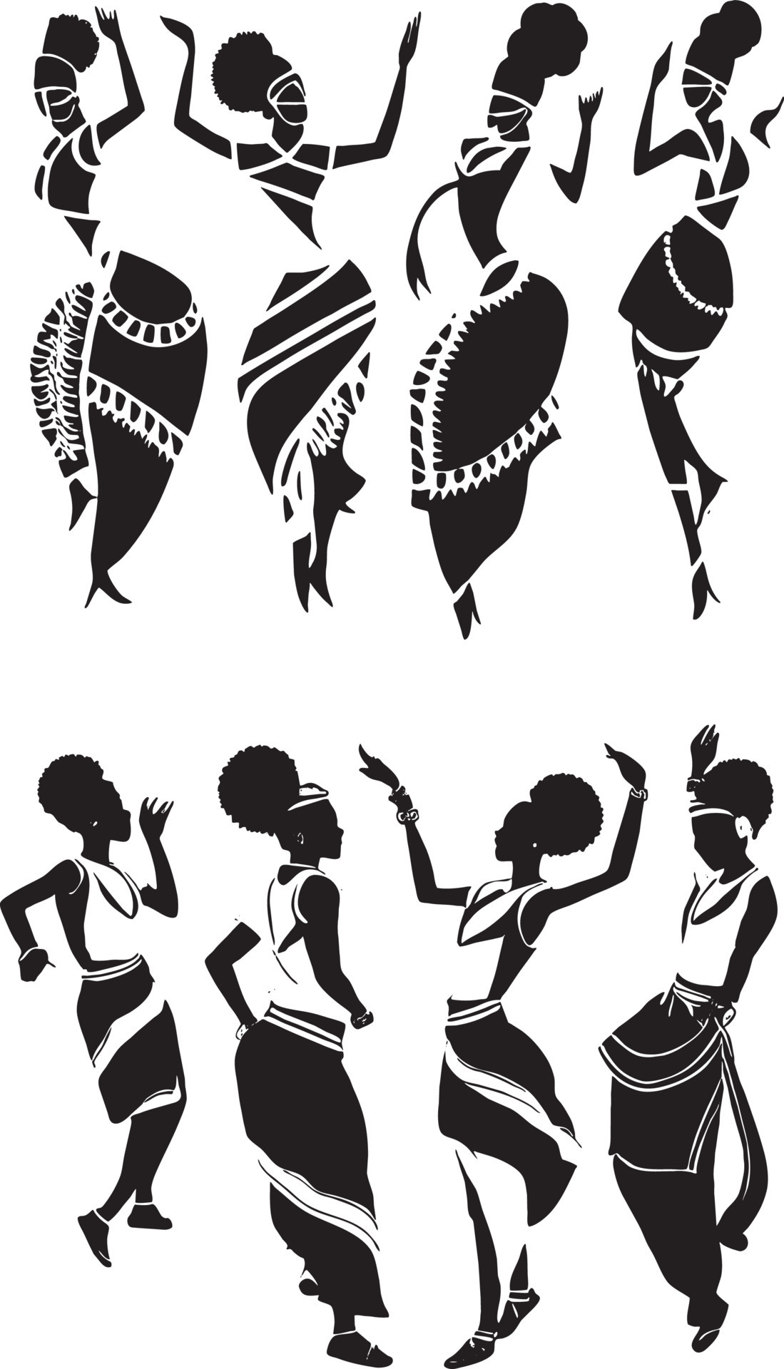 silhouettes of native African dancing people 21874401 Vector Art at ...