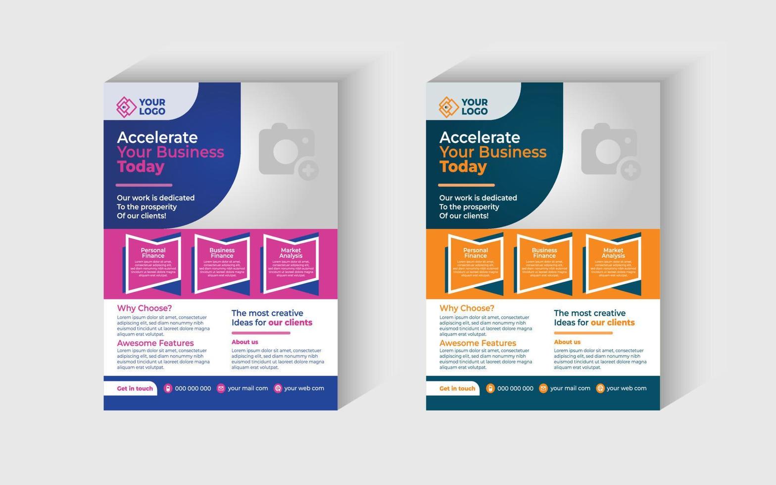 Corporate Business Flyer Design Template with 2 Various Options, business brochure design, flyer layout template A4, vector