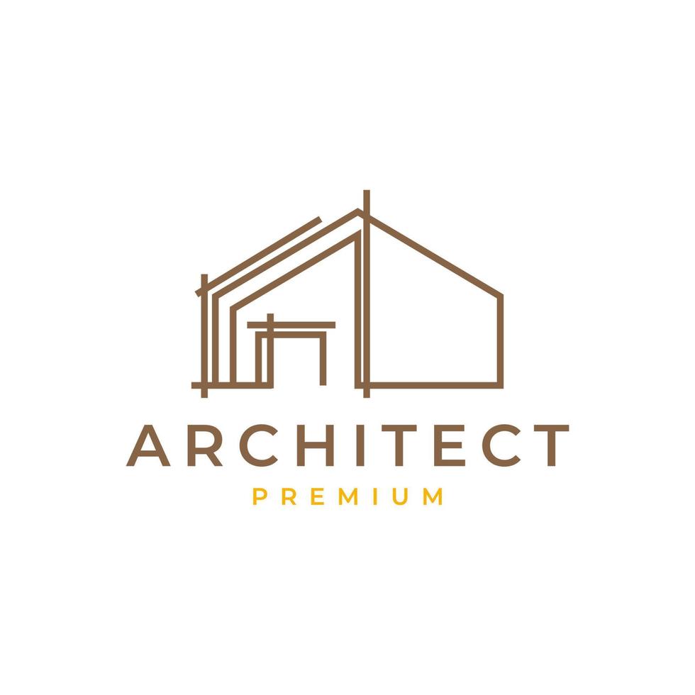 hogar arquitecto estructura construcción minimalista moderno futuro sencillo línea logo diseño vector