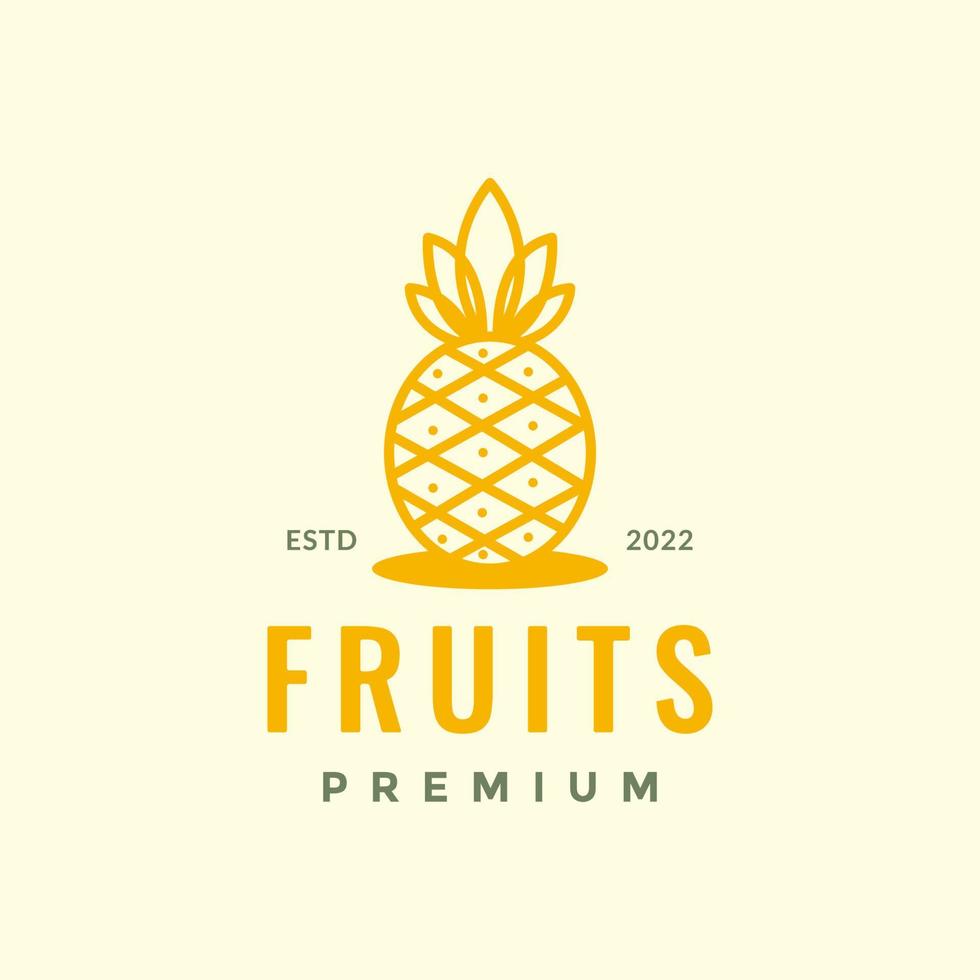 fresh fruit pineapple juice polygonal line minimal logo design vector