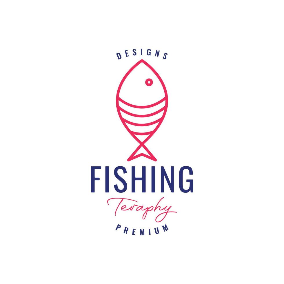 sencillo pescado agua Oceano mar pescar Cocinando línea mínimo logo diseño vector