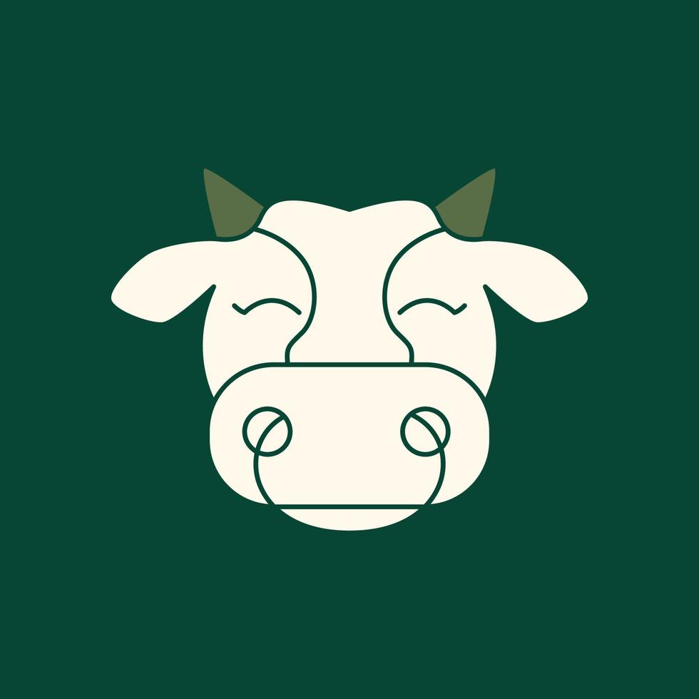 animal granja vacas ganado grasa vacas cabeza Leche carne de vaca linda sonrisa mascota dibujos animados moderno logo diseño vector