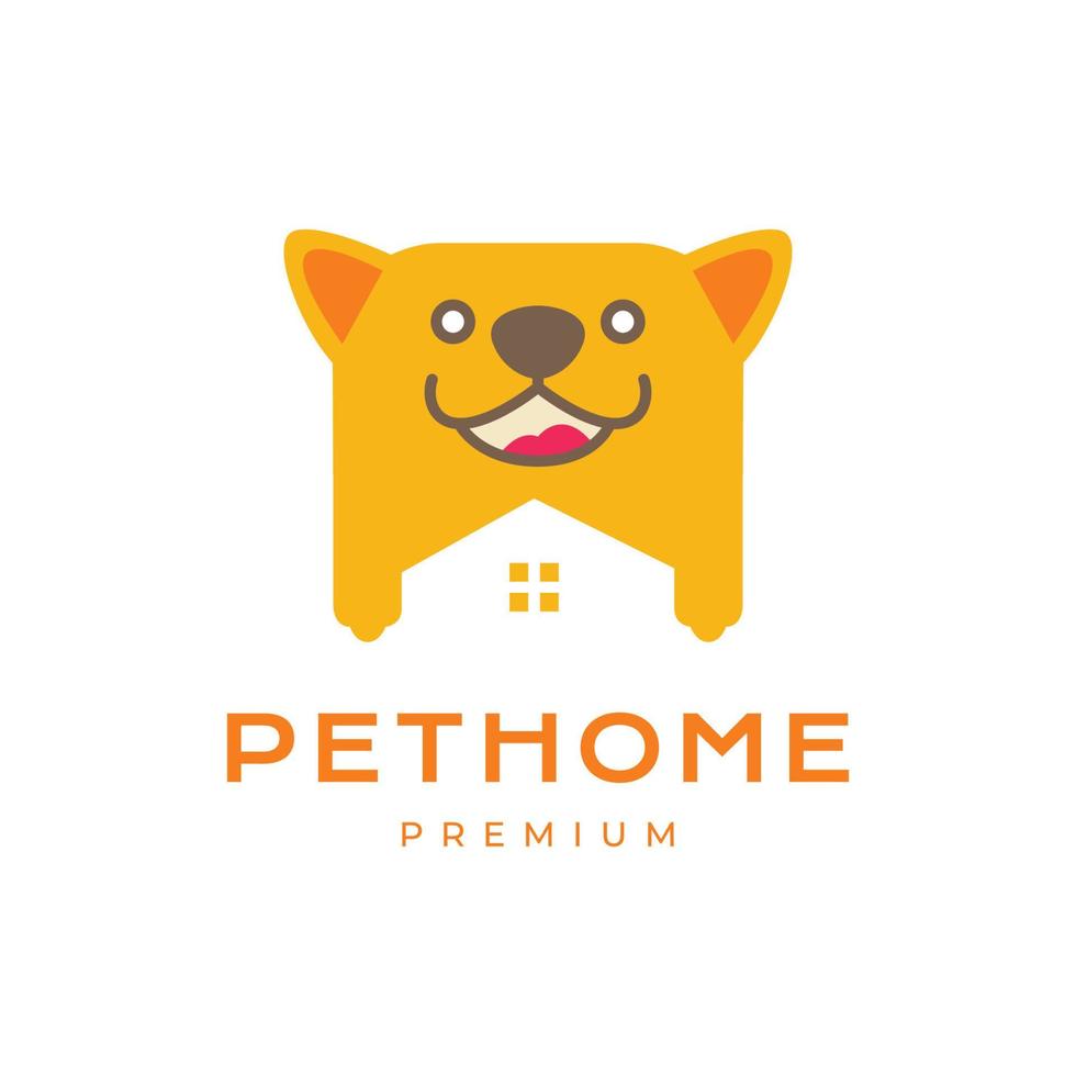 head pets dog canine paw puppy home cage smile happy cartoon mascot colorful logo design vector