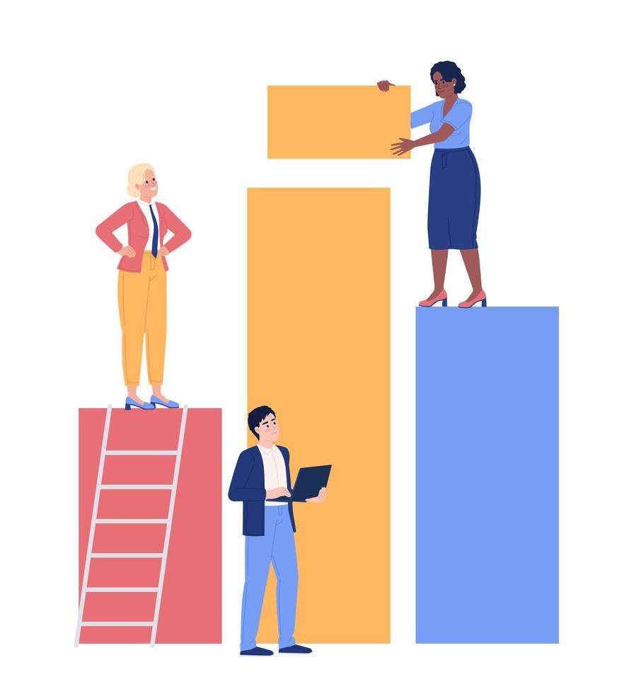 Working with team presentation flat concept vector spot illustration. Teamwork. Editable 2D cartoon characters on white for web design. Synergy in workplace creative idea for website, mobile app