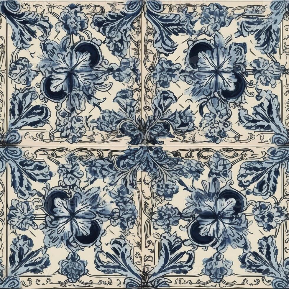 azulejos patrón, creado con generativo ai foto